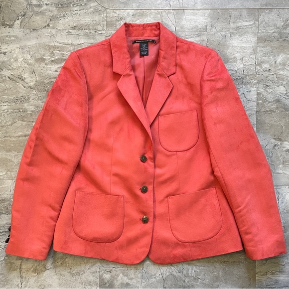 Pierre Cardin Coral Orange Suede Blazer - Picture 2 of 8
